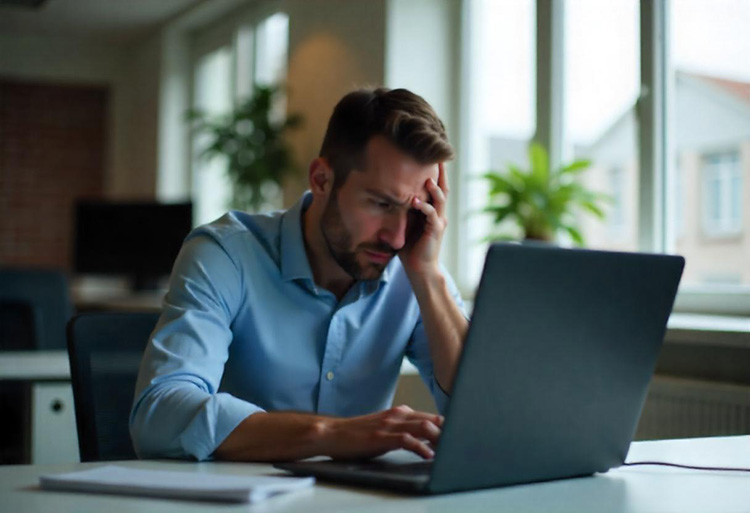 Млад мъж с главоболие