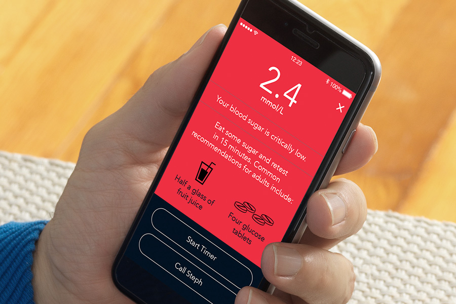 Приложението Contour Diabetes показва предупреждение за ниска кръвна захар